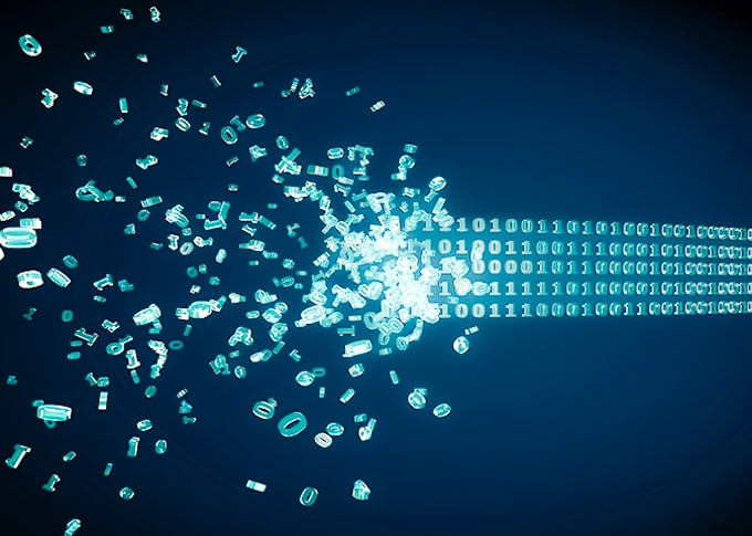 Illustration of computer data being degraded