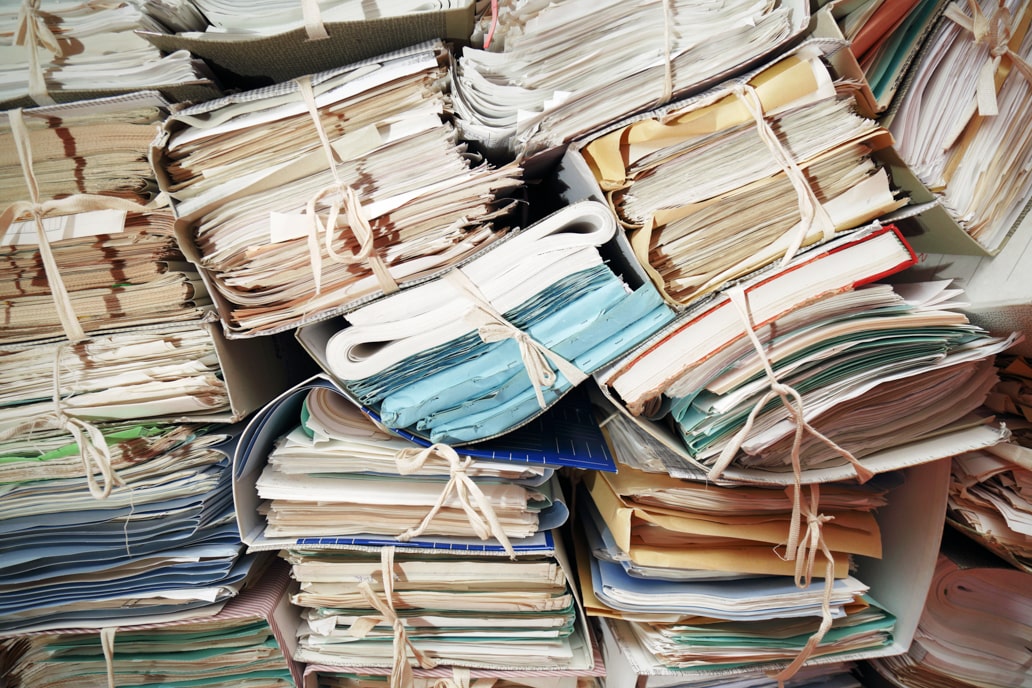 A slide in the e-bunker filled with tapes for offline backup preservation