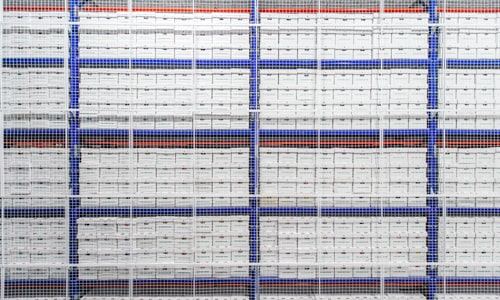 Stacked pallet boxes in a Merak warehouse